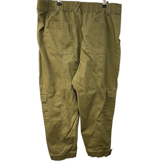 Knox Rose Womens Plus Mid Rise Casual Fit Ankle Cargo Pants Lightweight XL Green - Picture 6 of 8